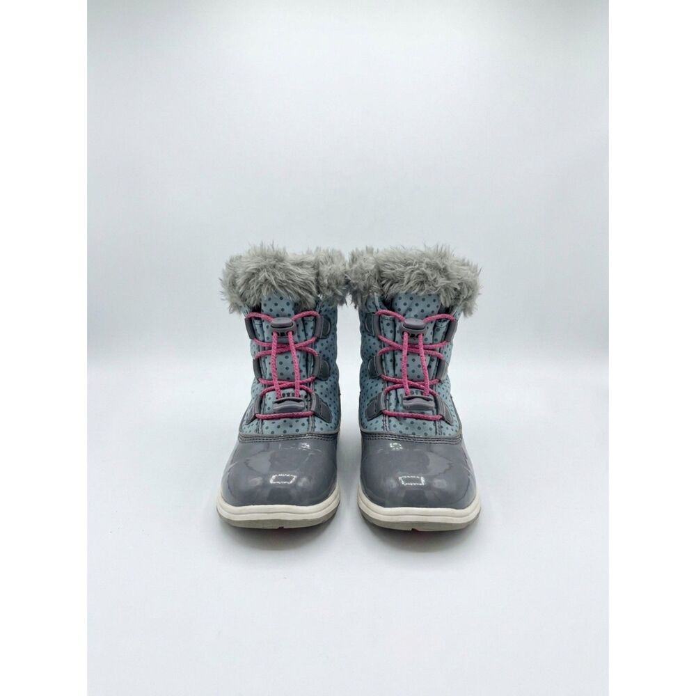See Kai Run Toddler Waterproof Winter Snow Boots Grey Pink Polka Dot Faux Fur